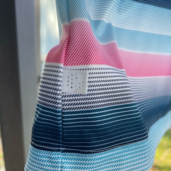 Puma Blue and Pink Striped Gradient Polo Size Medium MSP$50 - Picture 16 of 16
